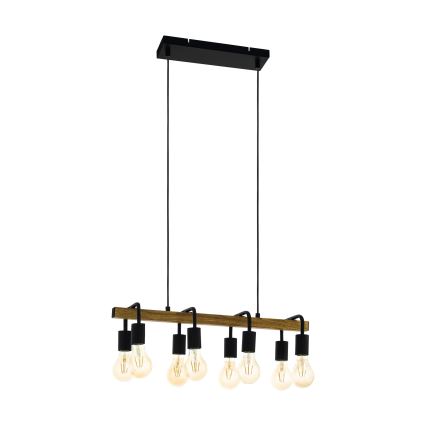 Eglo 43316 - Lampada a sospensione con cavi ERRIBERA 8xE27/40W/230V rovere/nero