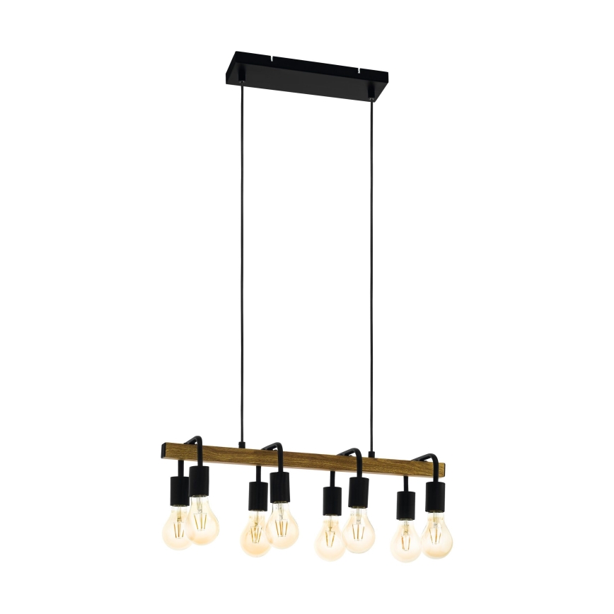 Eglo 43316 - Lampada a sospensione con cavi ERRIBERA 8xE27/40W/230V rovere/nero