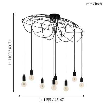 Eglo - Lampadario a sospensione con filo 8xE27/40W/230V