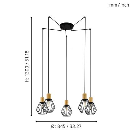 Eglo - Lampadario a sospensione con filo 5xE27/60W/230V ragno