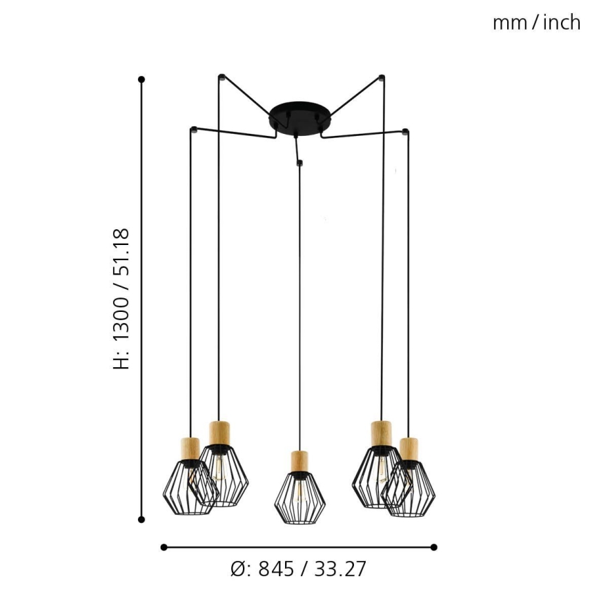 Eglo - Lampadario a sospensione con filo 5xE27/60W/230V ragno