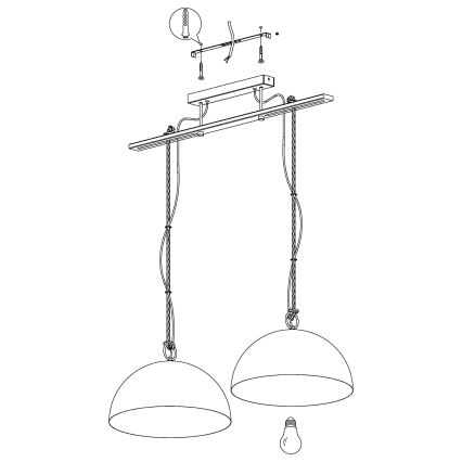 Eglo 43397 - Lampadario a cavo HODSOLL 2xE27/40W/230V