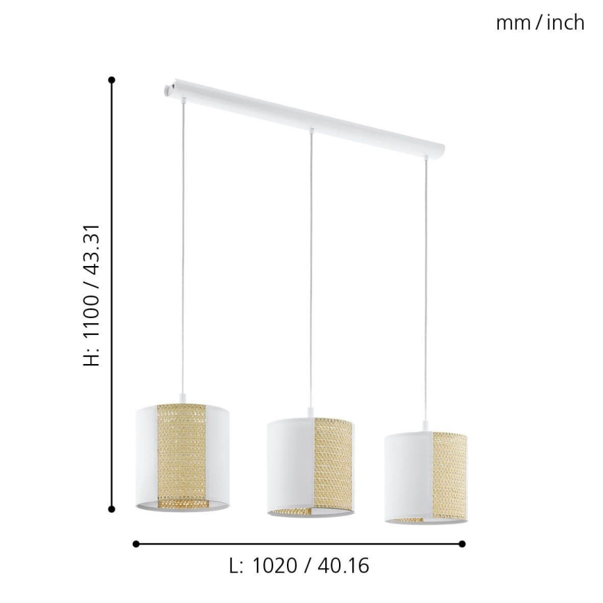 Eglo - Lampadario a sospensione con filo 3xE27/40W/230V