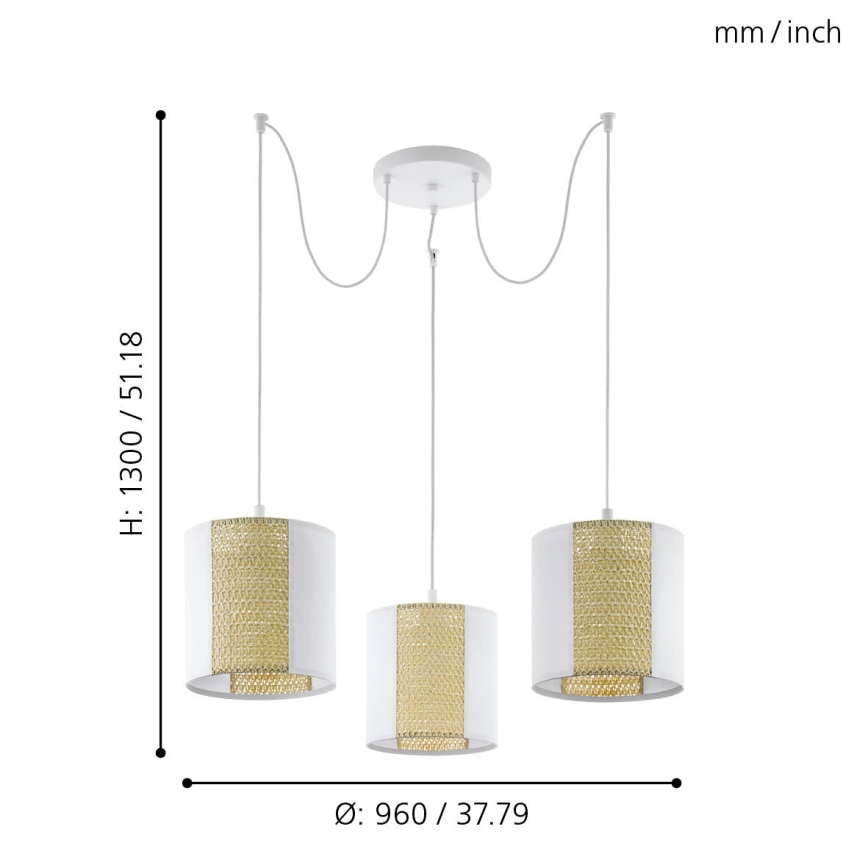 Eglo - Lampadario a sospensione con filo 3xE27/40W/230V ragno