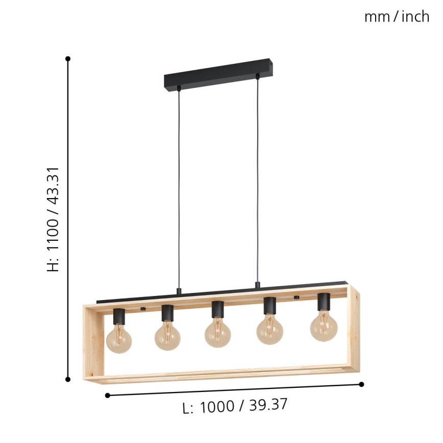 Eglo - Lampadario a sospensione con filo 5xE27/40W/230V