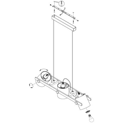 Eglo - Lampadario a sospensione con filo 3xE27/28W/230V