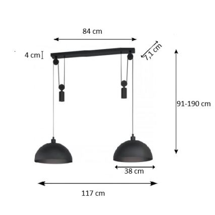 Eglo - Lampadrio a sospensione con filo 2xE27/40W/230V
