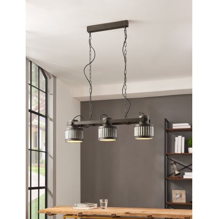 Eglo - Lampadario a catena 3xE27/28W/230V