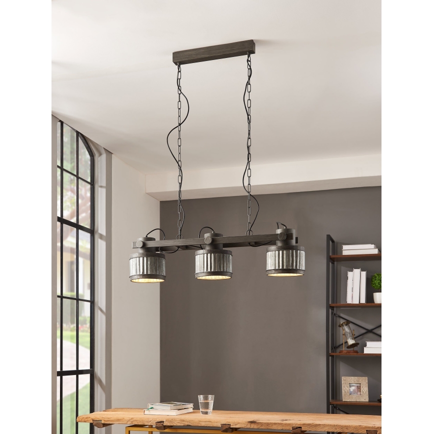 Eglo - Lampadario a catena 3xE27/28W/230V