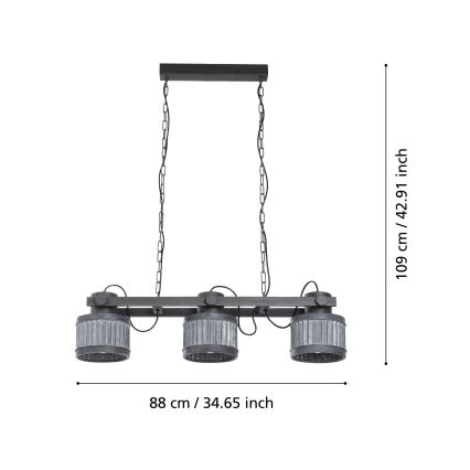 Eglo - Lampadario a catena 3xE27/28W/230V