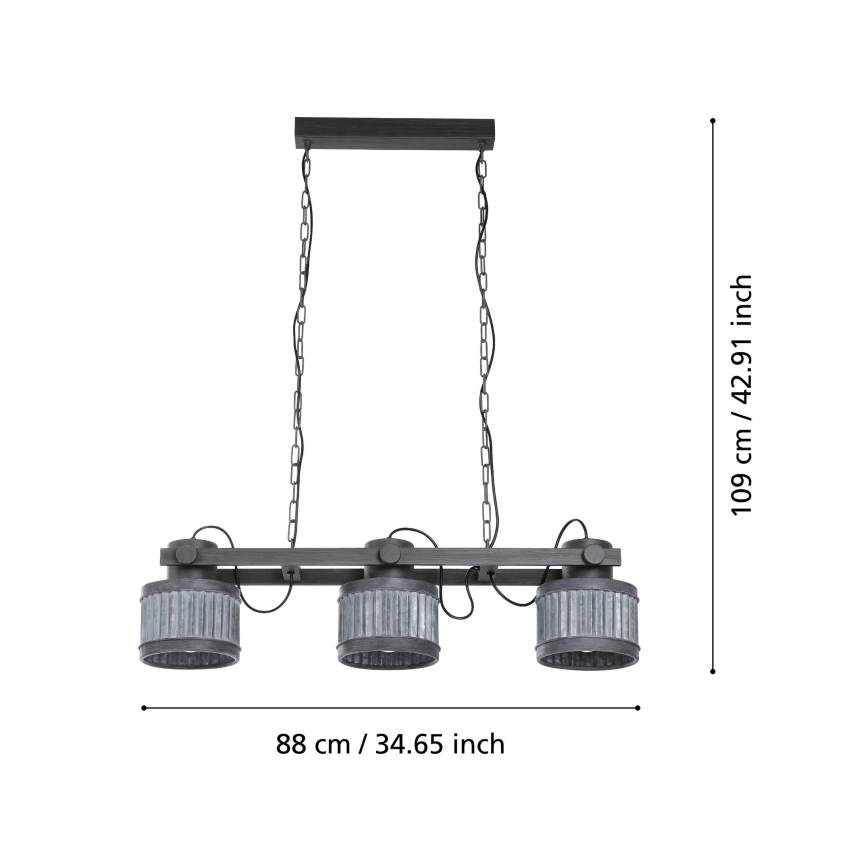 Eglo - Lampadario a catena 3xE27/28W/230V