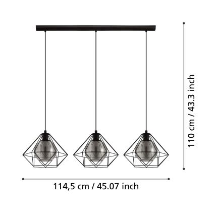 Eglo - Lampadario a sospensione con filo 3xE27/40W/230V