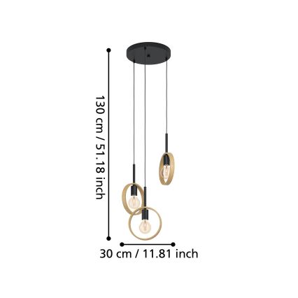 Eglo - Lampadario su corda 3xE27/40W/230V