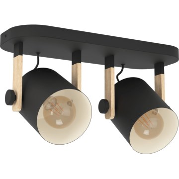 Eglo 43557 - Faretto HORNWOOD 2xE27/28W/230V nero