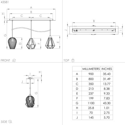 Eglo - Lampadario su corda 3xE27/40W/230V