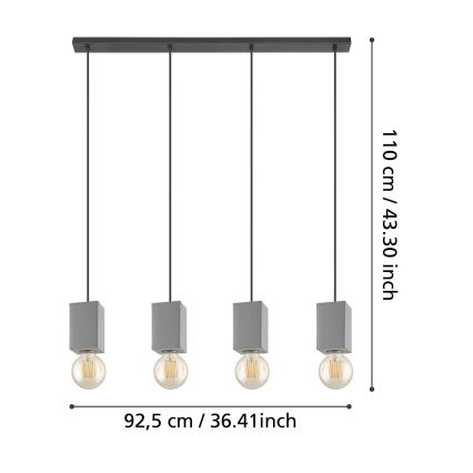 Eglo - Lampadario su corda 4xE27/40W/230V