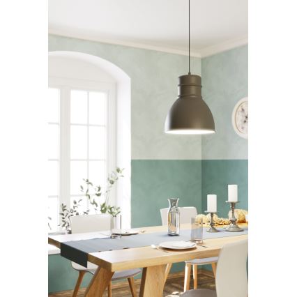 Eglo - Lampadario su corda 1xE27/60W/230V grigio