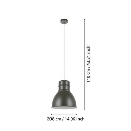 Eglo - Lampadario su corda 1xE27/60W/230V grigio