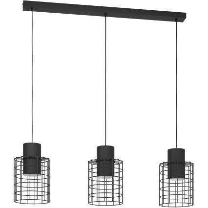 Eglo - Lampadario su corda 3xE27/40W/230V nero