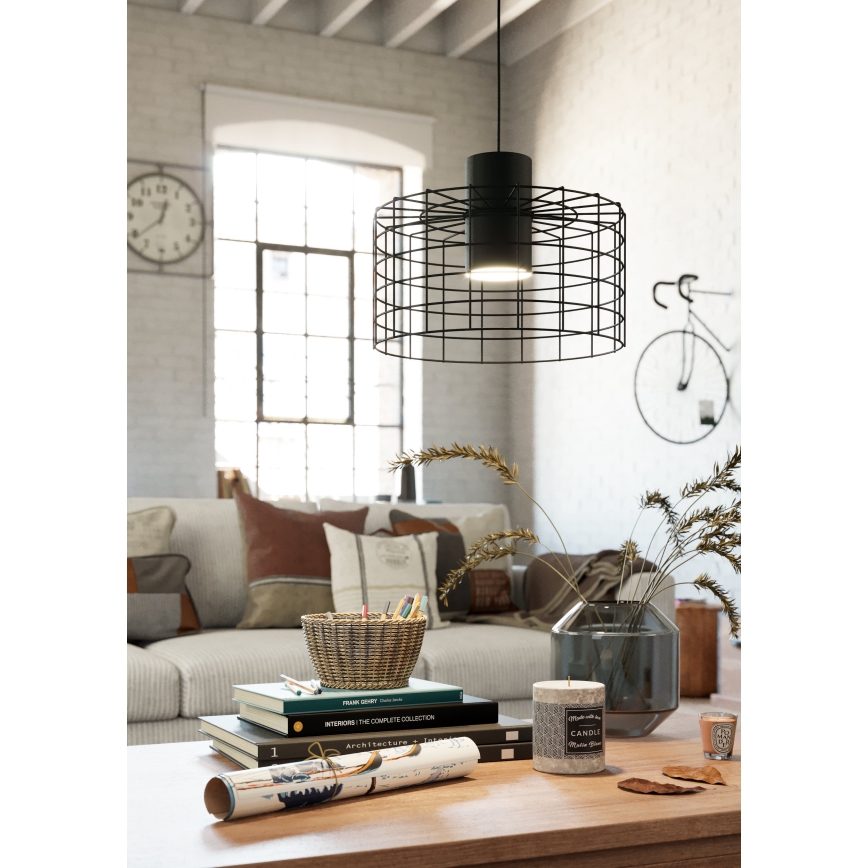 Eglo - Lampadario su corda  1xE27/40W/230V d. 38 cm nero