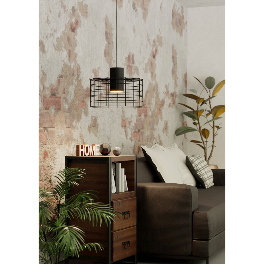 Eglo - Lampadario su corda  1xE27/40W/230V d. 38 cm nero