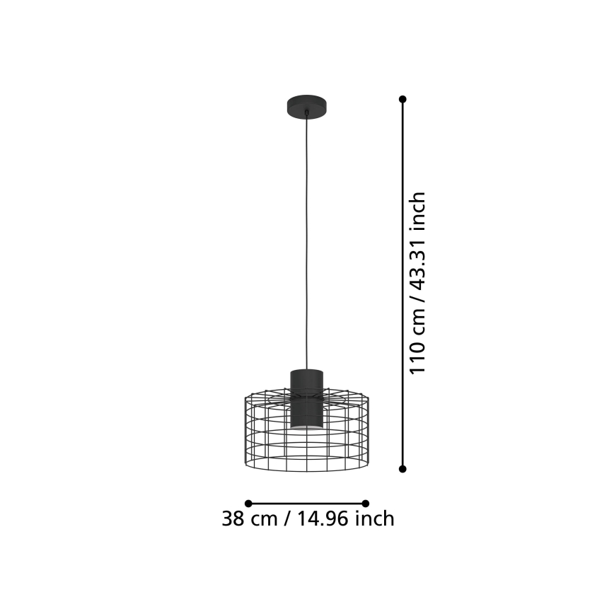 Eglo - Lampadario su corda  1xE27/40W/230V d. 38 cm nero