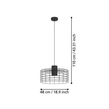 Eglo - Lampadario su corda 1xE27/40W/230V d. 48 cm nero