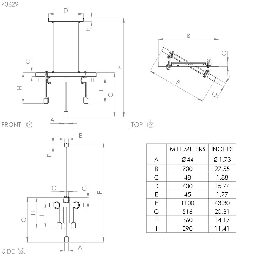 Eglo - Lampadario su corda TOWNSHEND 5xE27/60W/230V