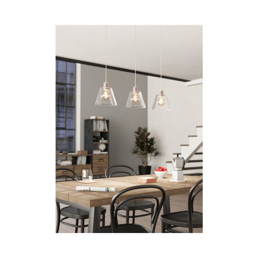 Eglo - Lampadario su corda 3xE27/40W/230V