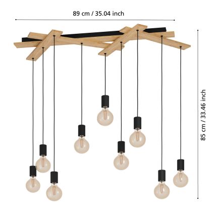 Eglo - Lampadario su corda 9xE27/40W/230V