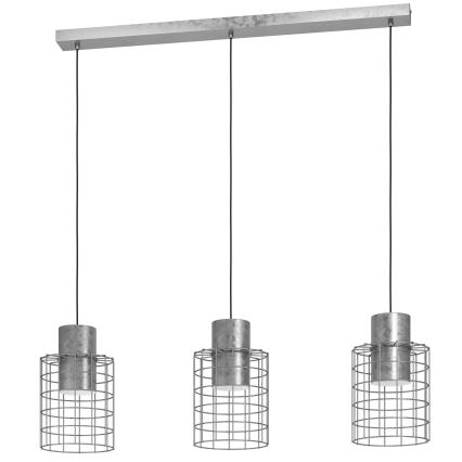 Eglo - Lampadario su corda 3xE27/40W/230V argento