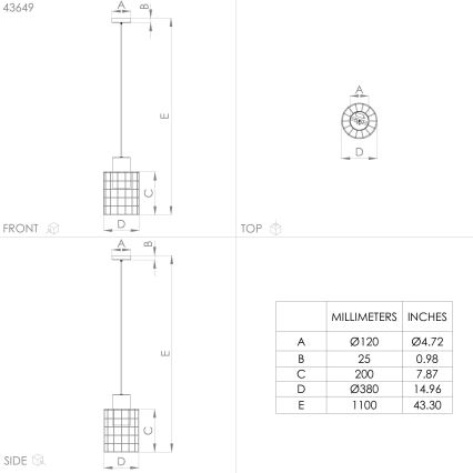 Eglo - Lampadario su corda 1xE27/40W/230V d. Argento 38 cm