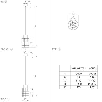 Eglo - Lampadario su corda 1xE27/40W/230V d. Argento 48 cm