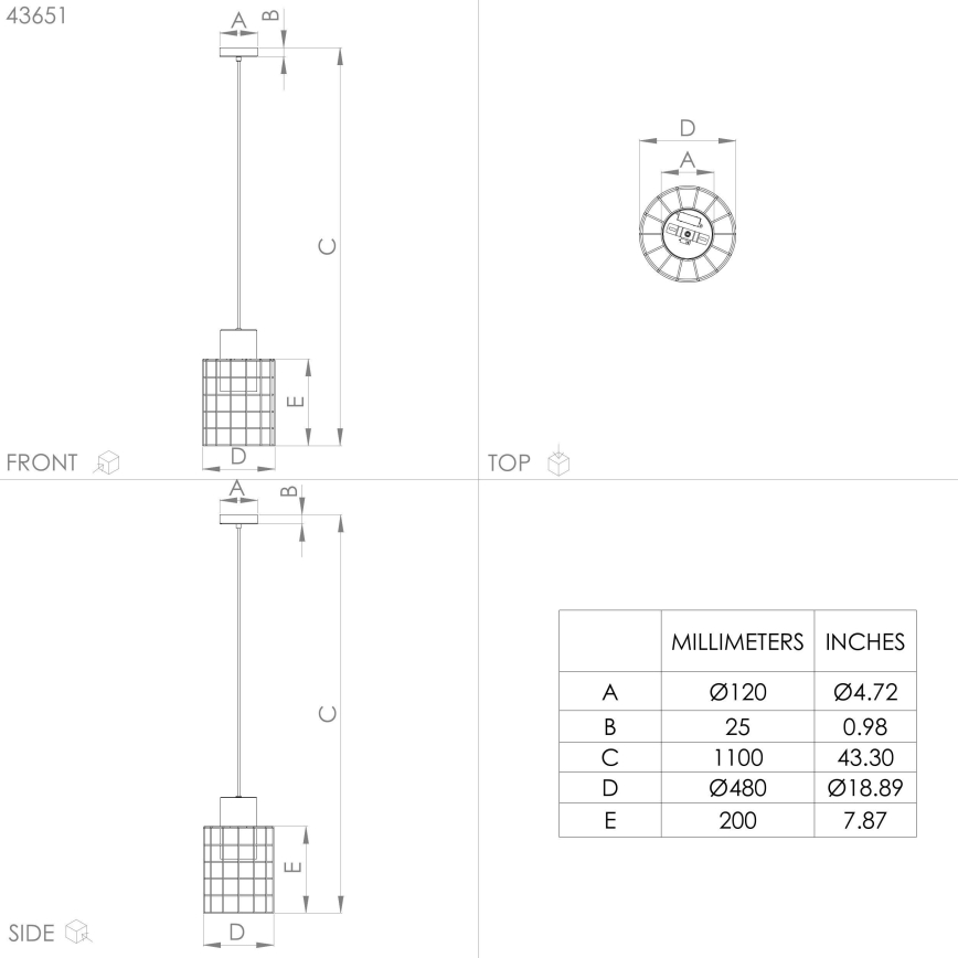 Eglo - Lampadario su corda 1xE27/40W/230V d. Argento 48 cm