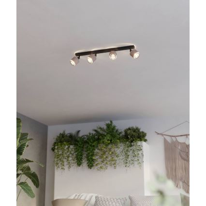 Eglo - Faretto 4xE14/40W/230V nero/beige