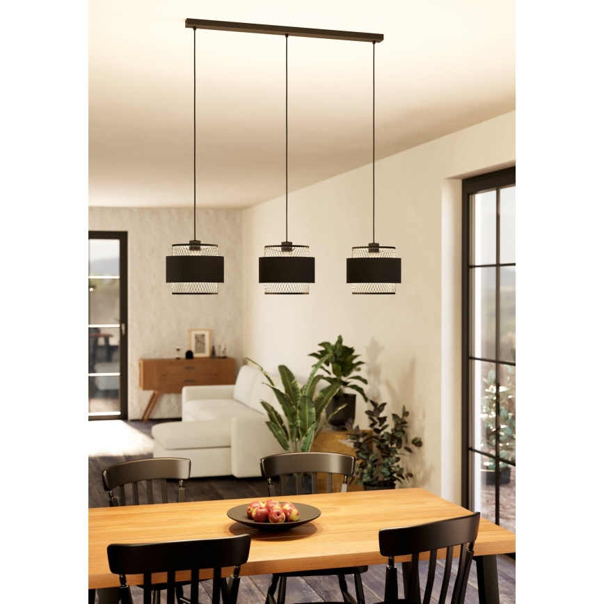 Eglo - Lampadario su corda 3xE27/40W/230V