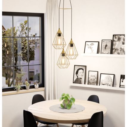 Eglo - Lampadario su corda 3xE27/60W/230V
