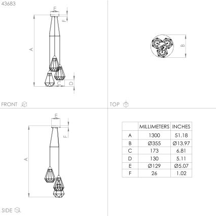 Eglo - Lampadario su corda 3xE27/60W/230V