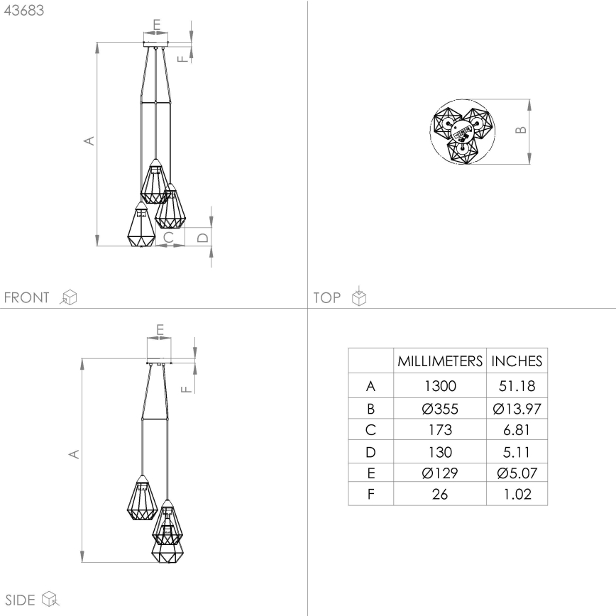 Eglo - Lampadario su corda 3xE27/60W/230V