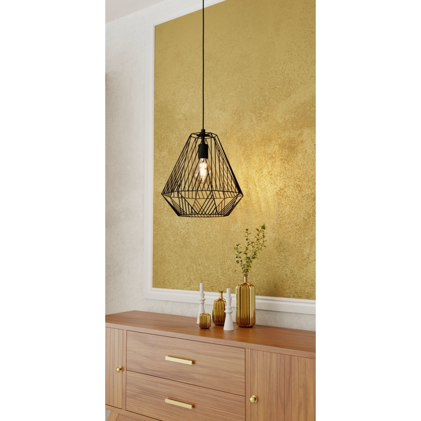 Eglo - Lampadario su corda 1xE27/40W/230V nero