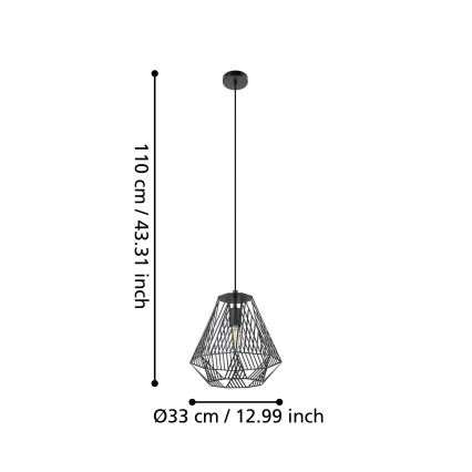 Eglo - Lampadario su corda 1xE27/40W/230V nero