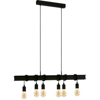 Eglo 43712 - Lampadario a sospensione con filo TOWNSHEND 6xE27/60W/230V nero