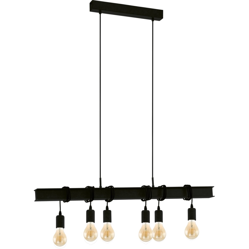 Eglo 43712 - Lampadario a sospensione con filo TOWNSHEND 6xE27/60W/230V nero