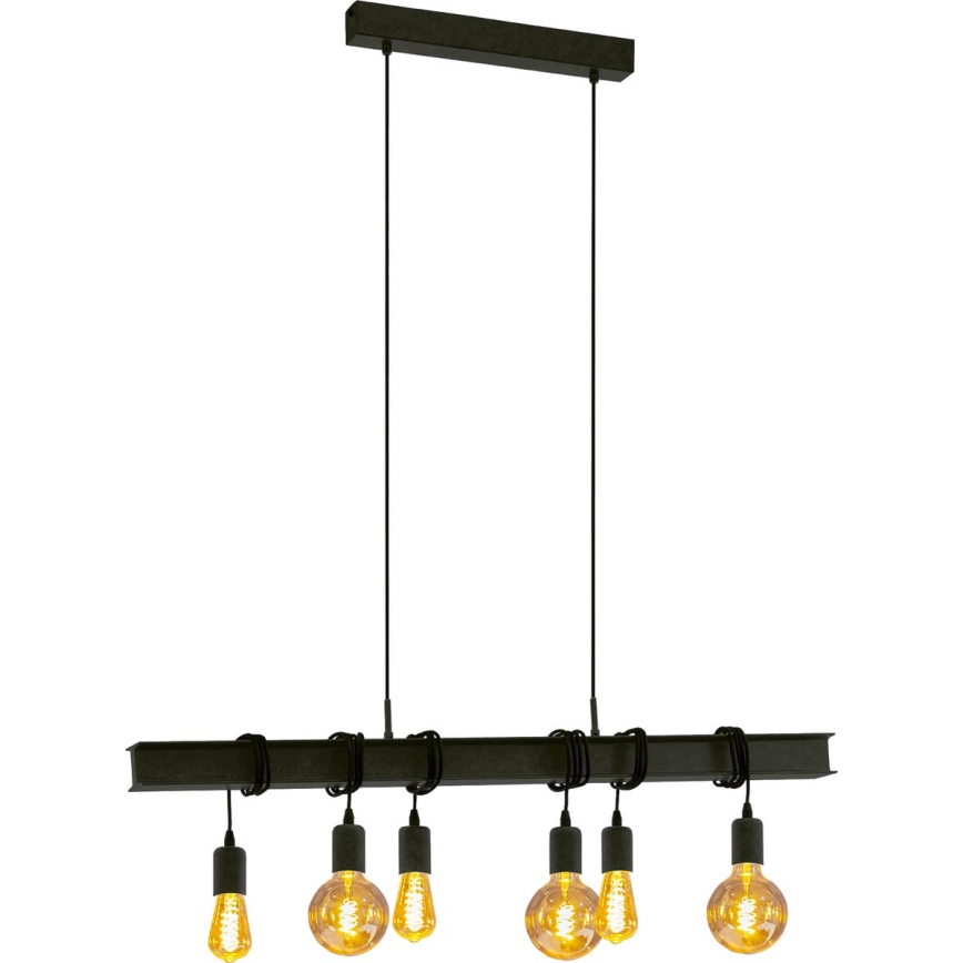 Eglo 43712 - Lampadario a sospensione con filo TOWNSHEND 6xE27/60W/230V nero