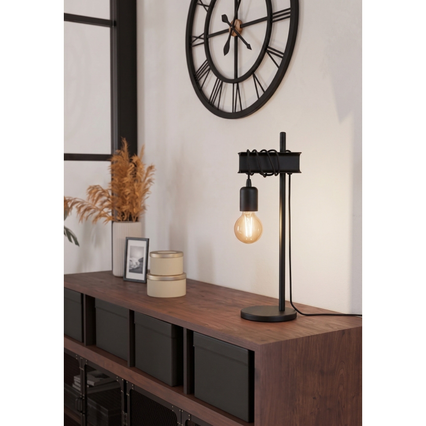 Eglo 43714 - Lampada da tavolo TOWNSHEND 1xE27/10W/230V nera