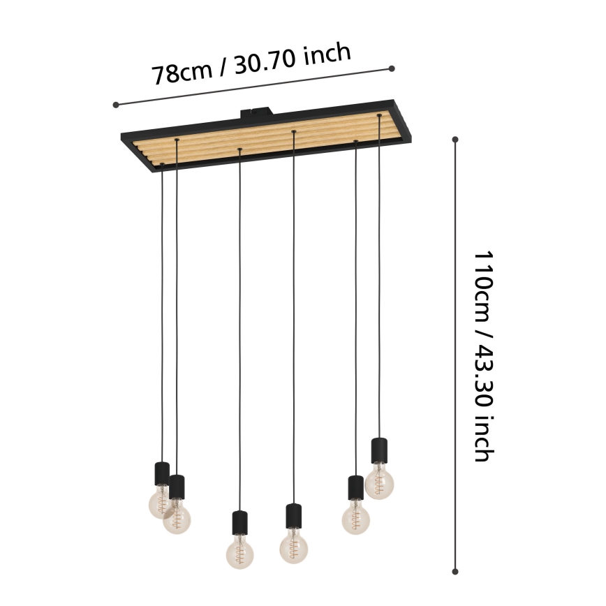 Eglo - Lampadario a sospensione con filo 6xE27/40W/230V