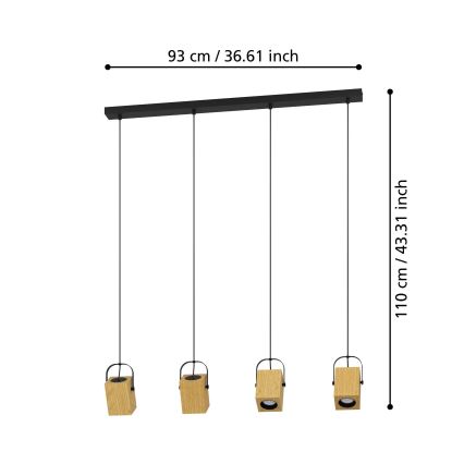 Eglo - Lampadario LED a sospensione con filo 4xGU10/3W/230V