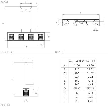 Eglo - Lampadario a sospensione con filo 4xE27/40W/230V