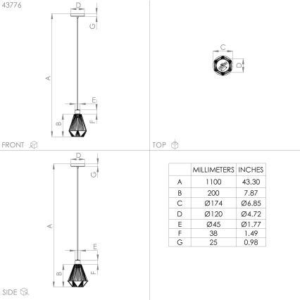 Eglo - Lampadario a sospensione con filo 1xE27/40W/230V