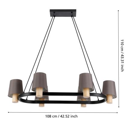 Eglo - Lampadario a sospensione con filo 6xE27/40W/230V